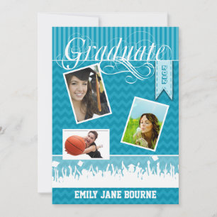 Faire-part Aqua Zig Zag Classe de photos supérieures