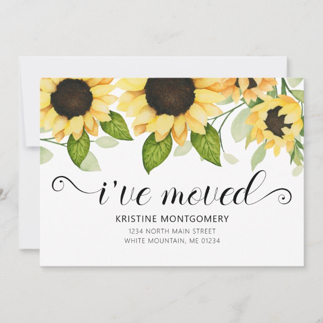 Faire-part Aquarelle de tournesol jaune rustique Floral Movin (Devant)
