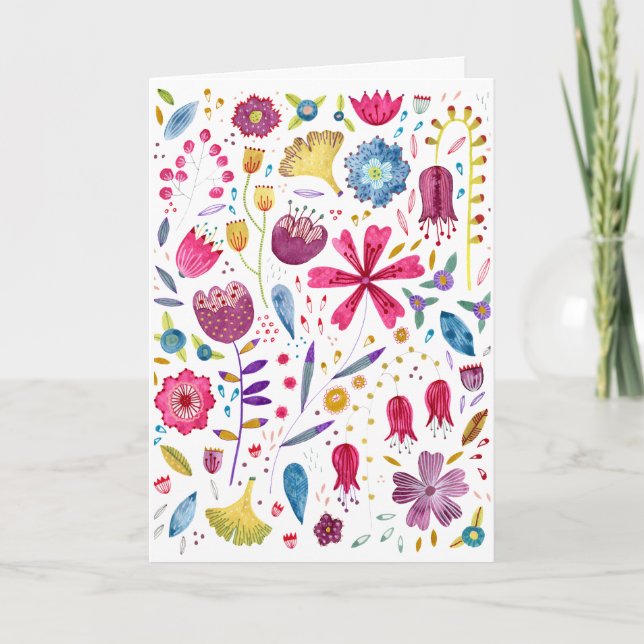 Faire-part Aquarelle Fleur Fleur Sauvage Peinture Moderne Sal (Devant)