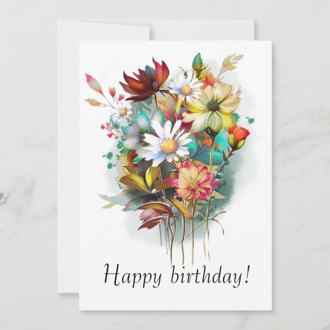 Faire-part Aquarelle fleurs vintages (Devant)