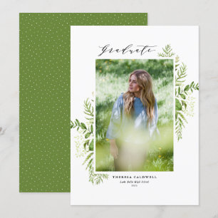 Faire-part Aquarelle Foliage Vertical Photo Graduation