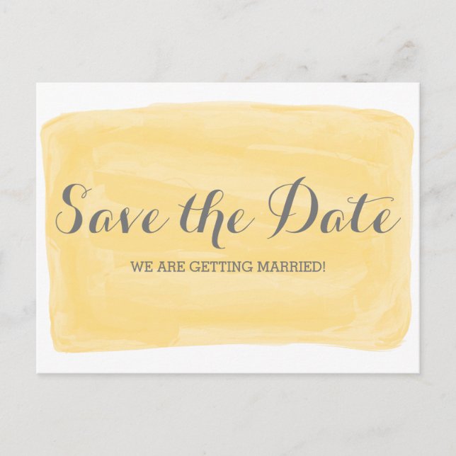 Faire-part Aquarelle jaune Enregistrer la date Carte postale (Devant)