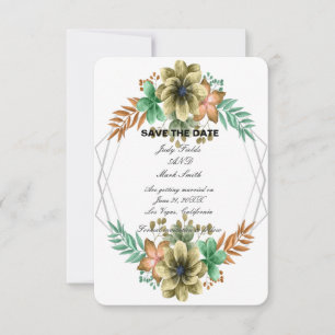 Faire-part Aquarelle Jaune Et Orange Floral Enregistrer La Da