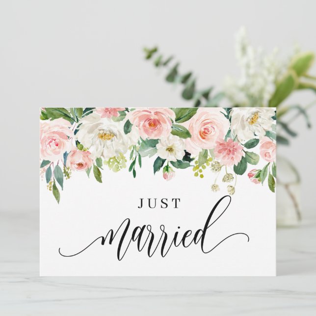 Faire-part Aquarelle Jolie Fleurs De Ressort Juste Marié (Debout devant)