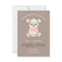 Aquarelle mignonne Bébé Ours Rose Bow Registre Cad
