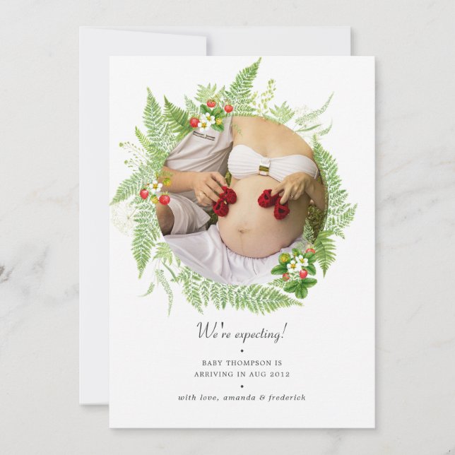 Faire-part Aquarelle Pays Verdure Photo Grossesse (Devant)
