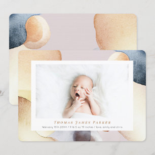 Faire-part Aquarelle photo moderne naissance