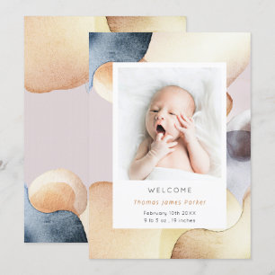 Faire-part Aquarelle photo moderne naissance