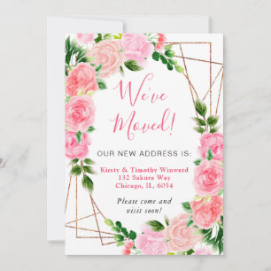 Faire-part Aquarelle Roses Roses Foncé Cadre Doré Nous Avons