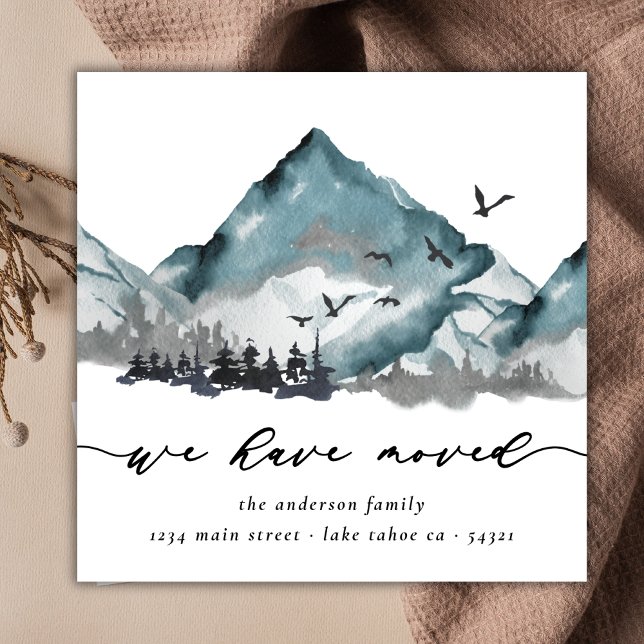 Faire-part Aquarelle Rustique Nous Avons Déménagé Woods Mount (Créateur téléchargé)