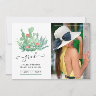 Faire-part Aquarelle Succulente Plante photo de graduation