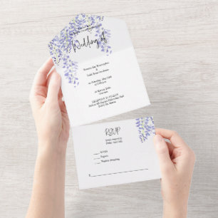 Faire-part aquarelle Wisteria tout-en-un