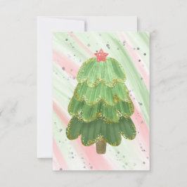 Faire-part Arbre de Noël moderne Rouge Vert blanc