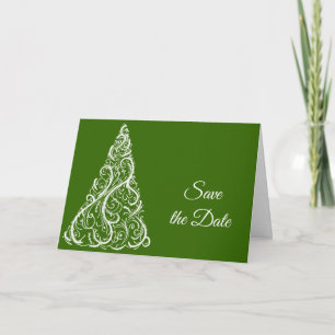 Faire-part Arbre de Noël vert Mariage d'hiver Sauvez la date