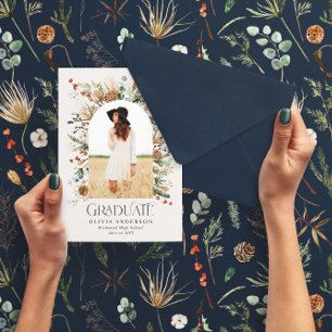 Faire-part Arc 1 photo marine bleu botanique moderne