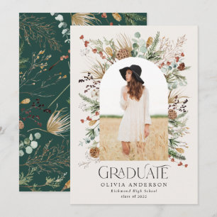 Faire-part Arc de classe 1 photo vert botanique moderne