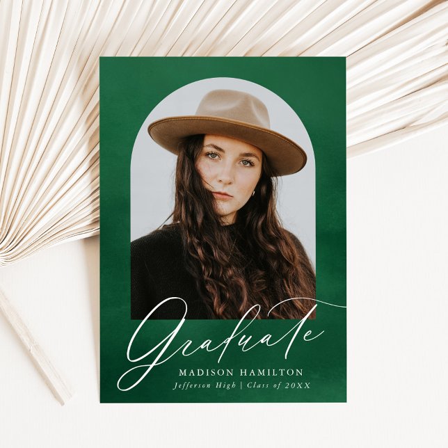 Faire-part Arche aquarelle verte Diplôme photo (Créateur téléchargé)