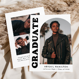 Faire-part Arche de décalage noir et blanc 4 photo Graduation