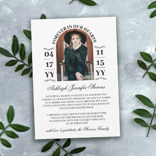 Faire-part Arche Élégante Photo À jamais dans nos cœurs Décès