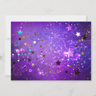 Faire-part Arrière - plan de feuille violet avec étoiles