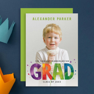 Faire-part Artsy Kindergarten Graduate Colorful Green Photo