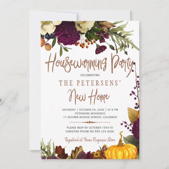 Faire-part Automne automne rustique typographie moderne maiso (Devant)