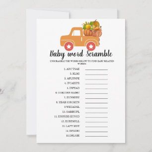 Faire-part Automne citrouille mot scramble baby shower jeu