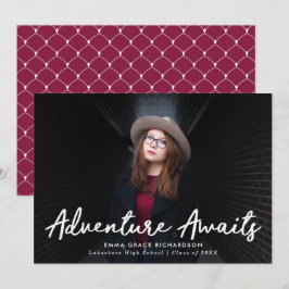 Faire-part Aventure Attend Script Bourgogne Photo Graduation