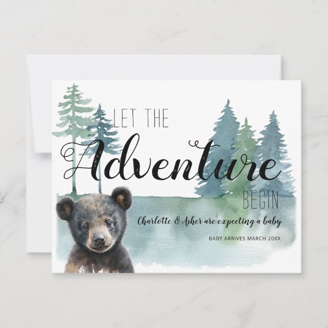 Faire-part Aventure Russe Aquarelle Grossesse de l'ours (Devant)