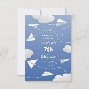 Faire-part avion en papier plié avion enfant anniversaire