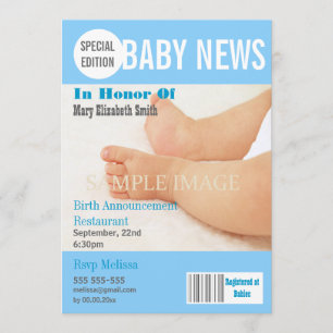 Faire-part Baby boy blue magazine PERSONALISER