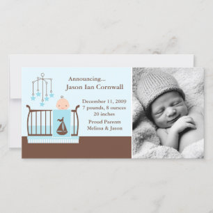 Faire-part Baby Boy in Crib Photo Annonces de naissance