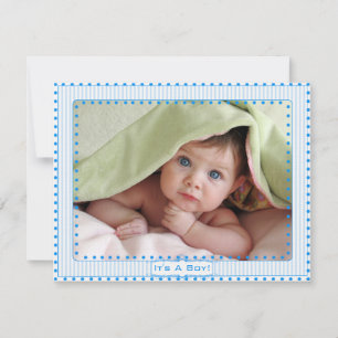 Faire-part Baby Boy Stripes & Dots Baby Picture Announcement