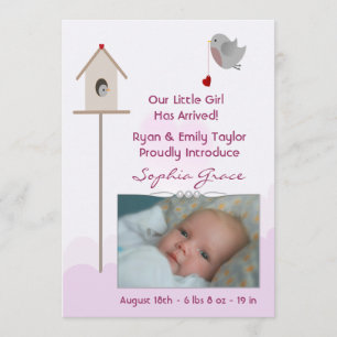 Faire-part Baby Girl Birdsnest Photo Annonces de naissance