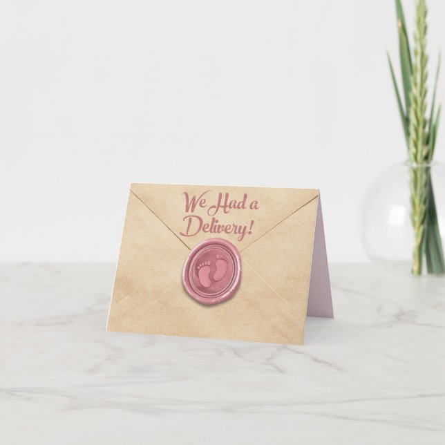 Faire-part Baby Girl Birth Folded Announcement Card (Devant)