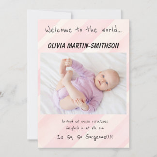 Faire-part Baby Girl Nouvelle arrivée