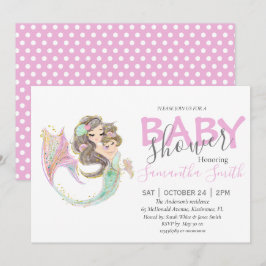 Faire-part BABY SHOWER Brown MERMAID sous la mer