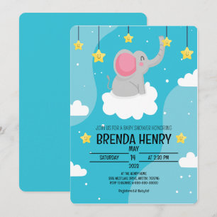 Faire-part Baby shower d'aquarelle Eléphant