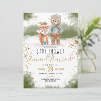 Faire-part Baby shower de parties scintillant d'or pour les a
