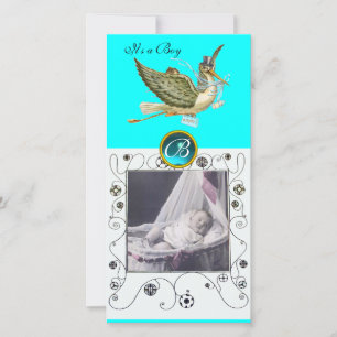 Faire-part BABY SHOWER DE STORE SWIRLS MONOGRAM aquamarine