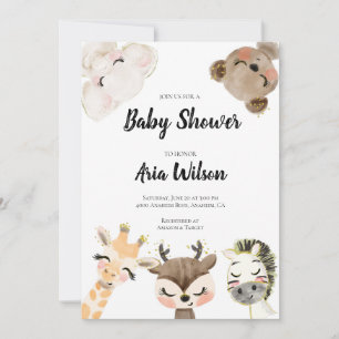 Faire-part Baby shower Jungle Safari Animaux Invitation, BA10