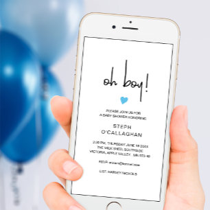 Faire-part Baby shower mobile numérique moderne Boy Vite
