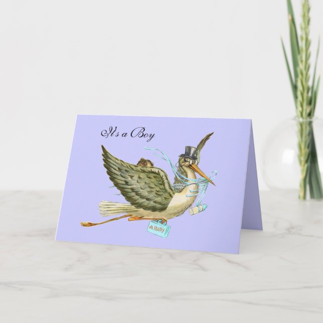 FAIRE-PART BABY SHOWER STORK GARY (Devant)