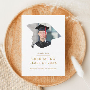 Faire-part Bac d'obtention du diplôme Golden 1 Photo Graduati