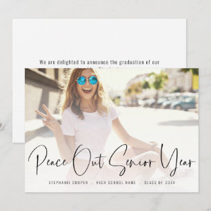 Faire-part Baccalauréat avec script photo de Peace Out