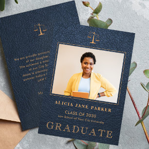 Faire-part Baccalauréat en droit Marine or photo