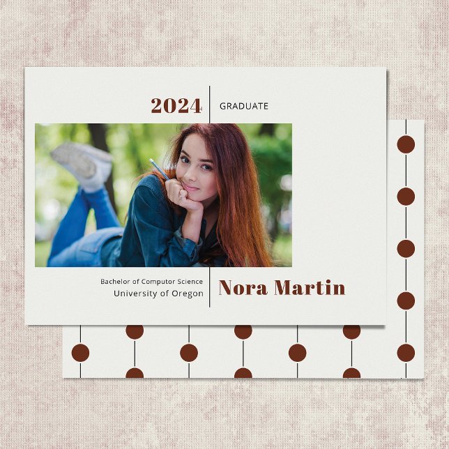 Faire-part Baccalauréat en photo simple Auburn Cream Faire-pa (Créateur téléchargé)