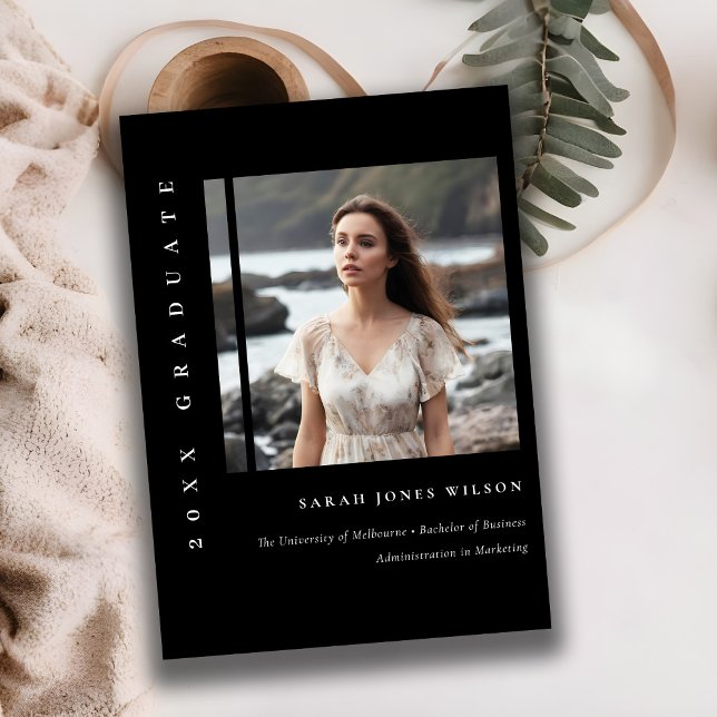 Faire-part Baccalauréat simple en noir et blanc (Créateur téléchargé)