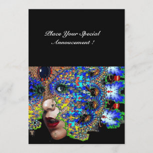 Faire-part Bal Masquerade Mardi Gras EPHÉMÉRAL, Masque Bleu