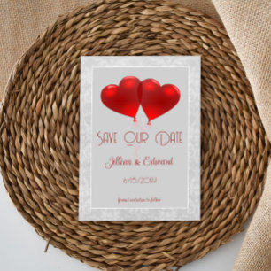 Faire-part Balloons Red Heart Enregistrer La Date Annonce